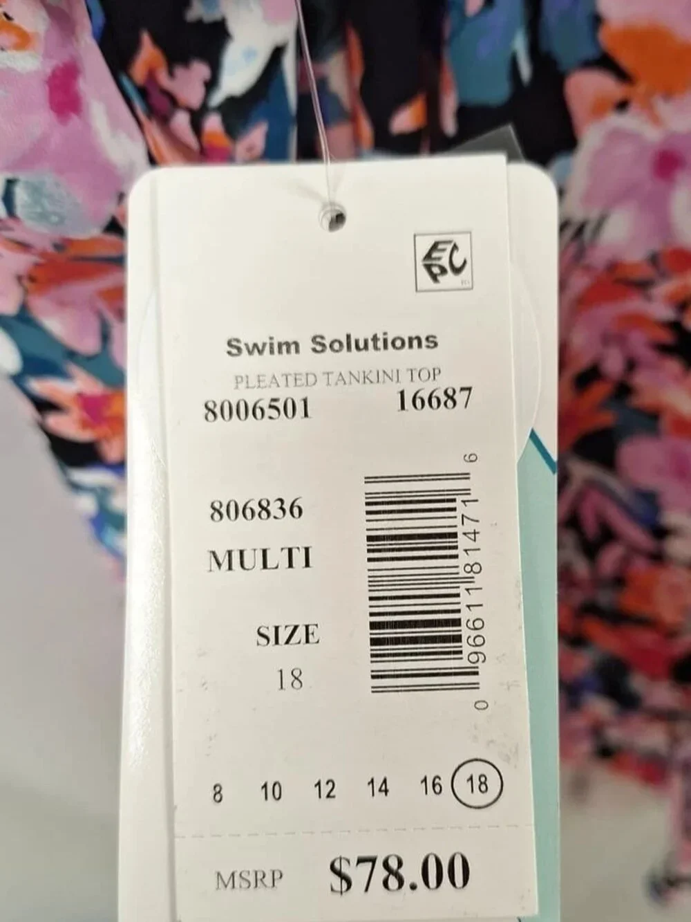 Ladies Swim Solutions Floral Tankini Size 18 ORG $78 NWT (RackD5)